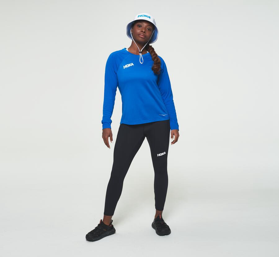 Hoka One One Womens Tops - Performance Long Sleeve - Blue - NHIA23609